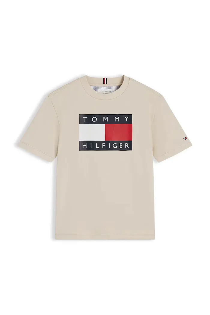 Tommy Hilfiger тениска за деца от памук бежова KB0KB10340