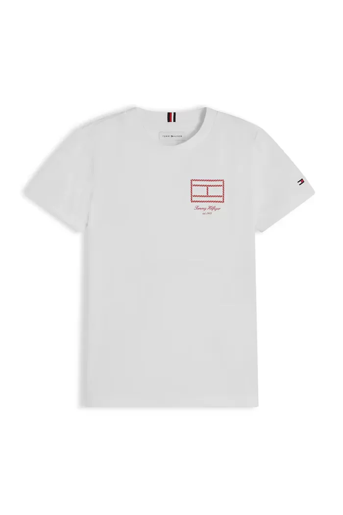 Tommy Hilfiger тениска за деца от памук бяла KB0KB10590