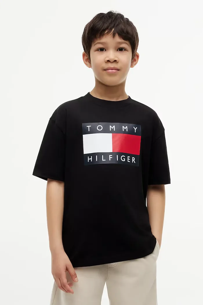 Tommy Hilfiger тениска за деца от памук черна KB0KB10340