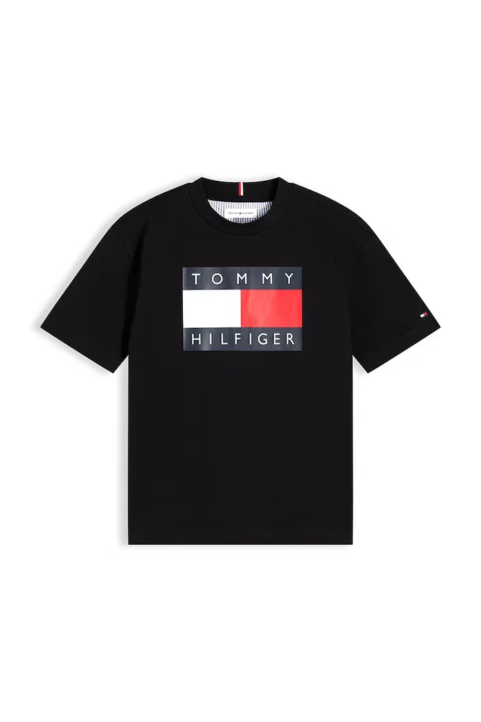Tommy Hilfiger тениска за деца от памук черна KB0KB10340