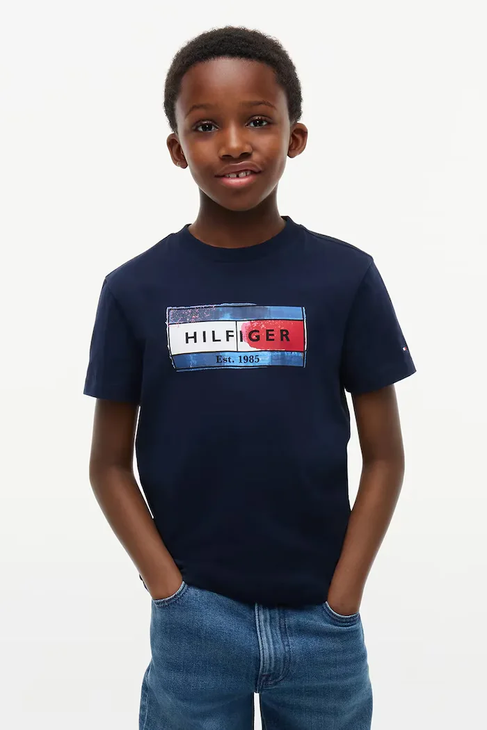 Tommy Hilfiger тениска за деца от памук тъмносиня KB0KB10769