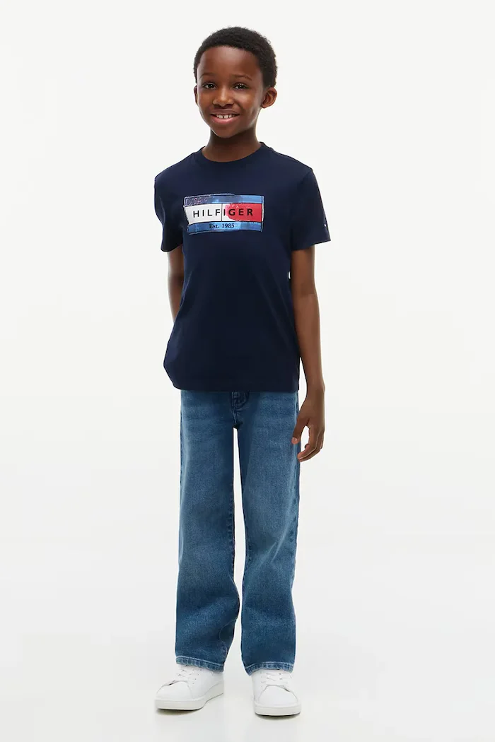 Tommy Hilfiger тениска за деца от памук тъмносиня KB0KB10769