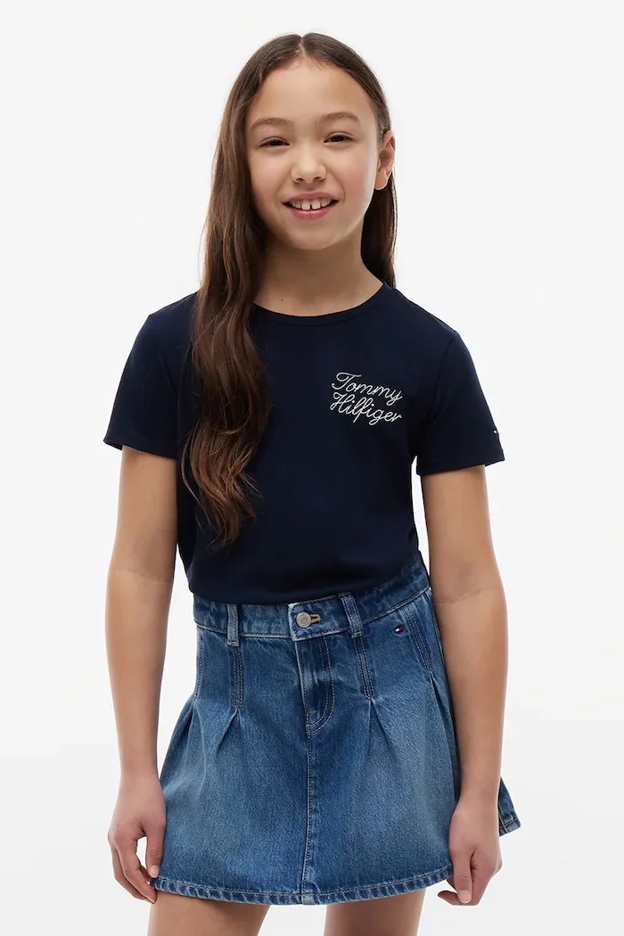 Tommy Hilfiger тениска за деца от памук тъмносиня KG0KG09454.9BY2