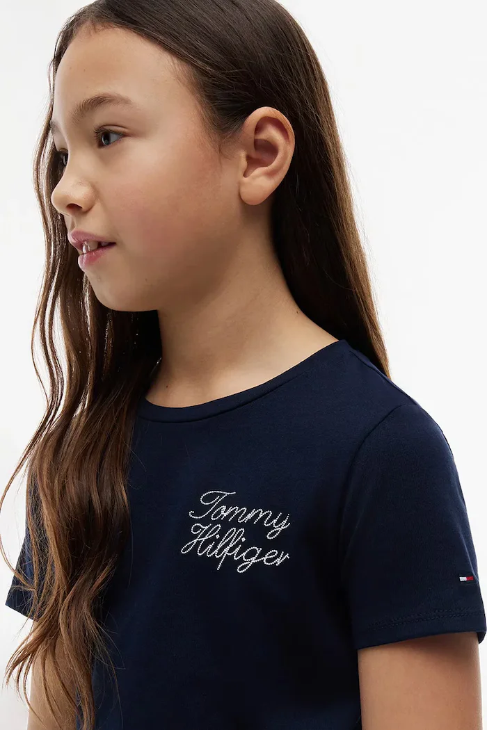 Tommy Hilfiger тениска за деца от памук тъмносиня KG0KG09454.9BY2