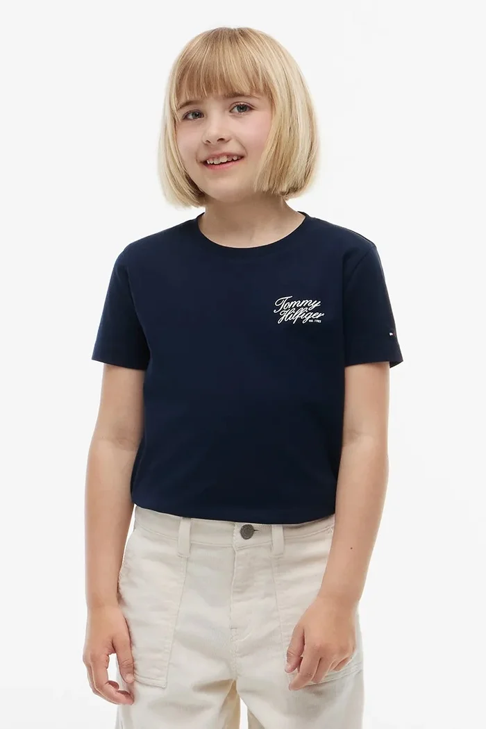 Tommy Hilfiger тениска за деца от памук тъмносиня KG0KG09633