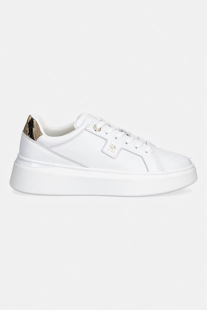 Tommy Hilfiger TH CHIC PLATFORM SNAKE маратонки дамски от кожа бели с платформа FW0FW09456