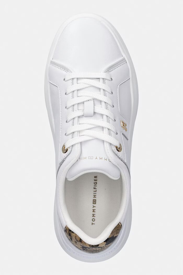 Tommy Hilfiger TH CHIC PLATFORM SNAKE маратонки дамски от кожа бели с платформа FW0FW09456