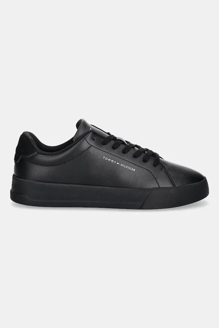 Tommy Hilfiger TH COURT LTH DETAIL ESS маратонки мъжки от кожа черни FM0FM05367