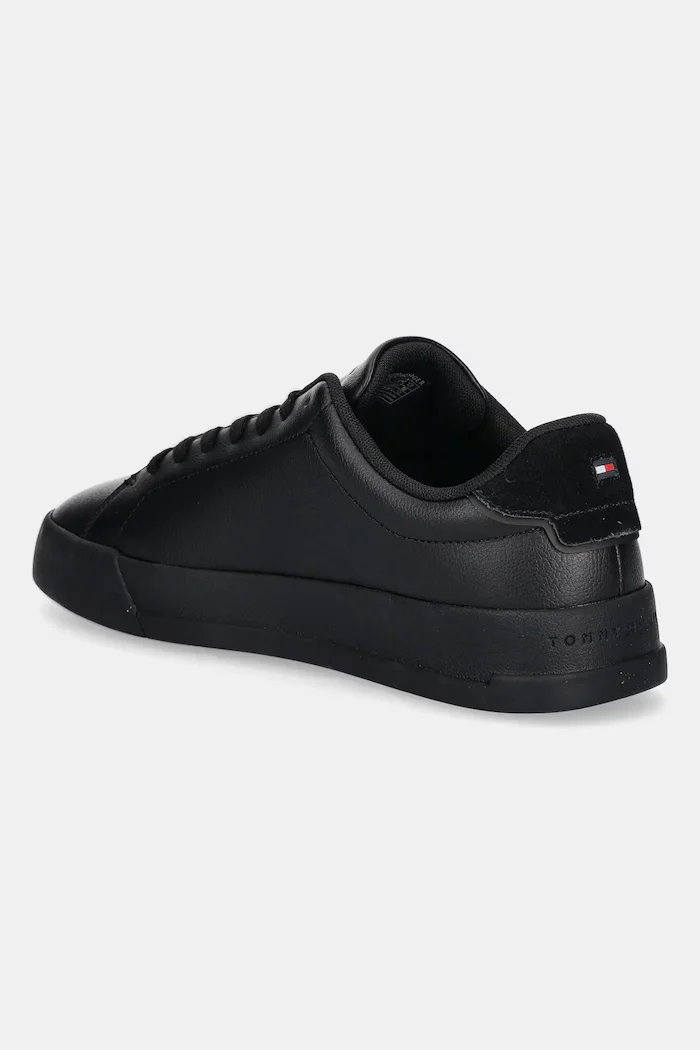 Tommy Hilfiger TH COURT LTH DETAIL ESS маратонки мъжки от кожа черни FM0FM05367