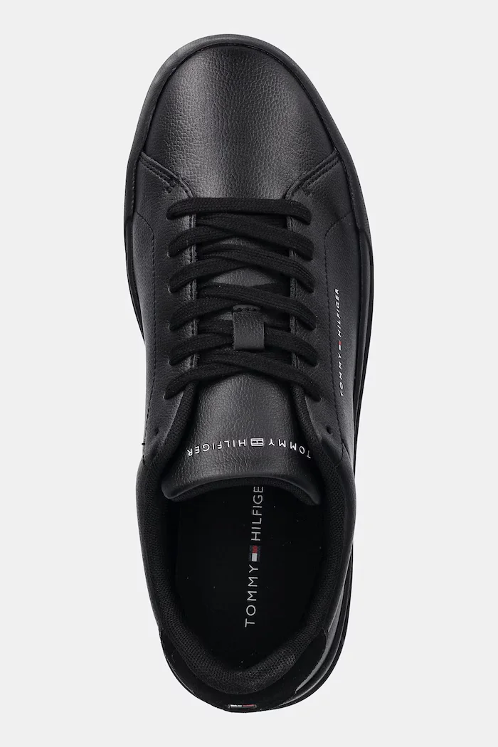 Tommy Hilfiger TH COURT LTH DETAIL ESS маратонки мъжки от кожа черни FM0FM05367