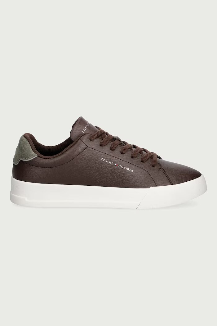 Tommy Hilfiger TH COURT LTH DETAIL ESS маратонки мъжки от кожа кафяви FM0FM05367