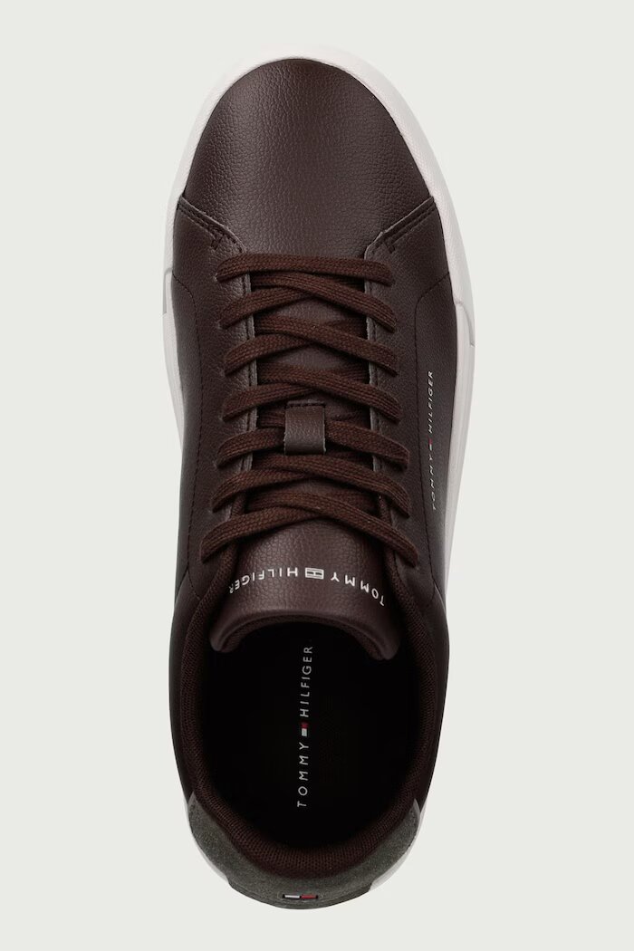 Tommy Hilfiger TH COURT LTH DETAIL ESS маратонки мъжки от кожа кафяви FM0FM05367