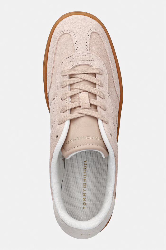 Tommy Hilfiger TH HERITAGE MONOGRAM SNEAKER маратонки дамски от велур бежови FW0FW09180