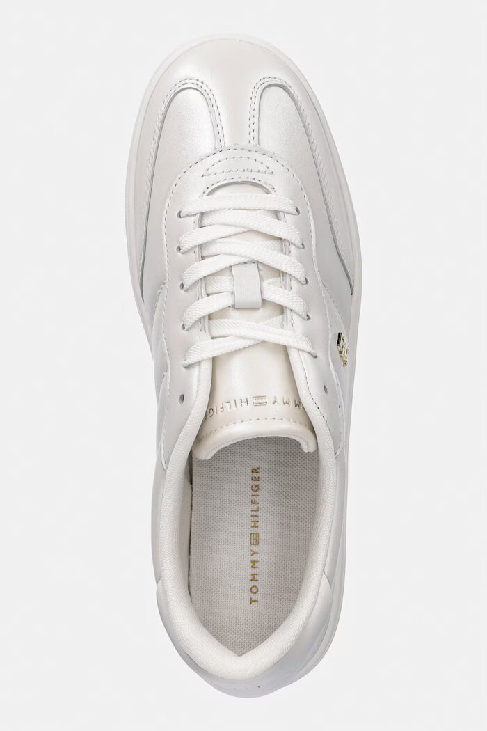 Tommy Hilfiger TH HERITAGE SHINY SNEAKER дамски кожени маратонки бели FW0FW09179