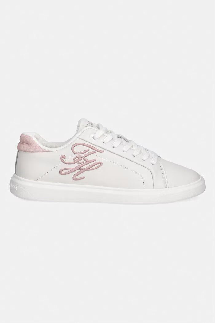 Tommy Hilfiger TH ICON COURT SCRIPT маратонки дамски от кожа бели FW0FW09363