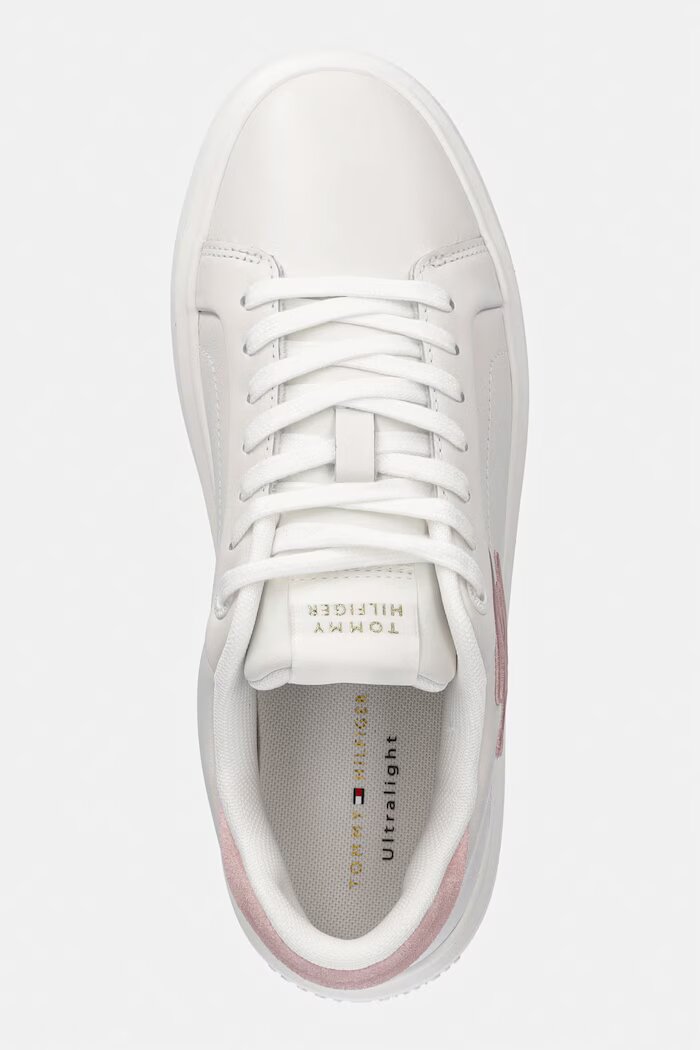 Tommy Hilfiger TH ICON COURT SCRIPT маратонки дамски от кожа бели FW0FW09363