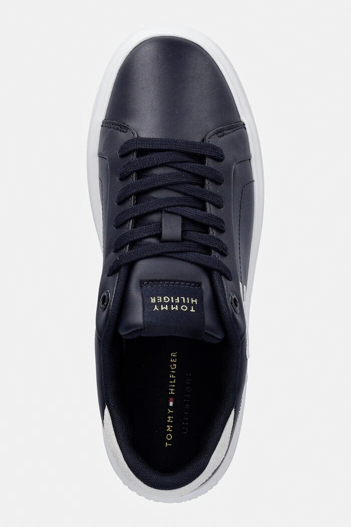 Tommy Hilfiger TH ICON COURT SCRIPT маратонки дамски от кожа тъмносини FW0FW09363