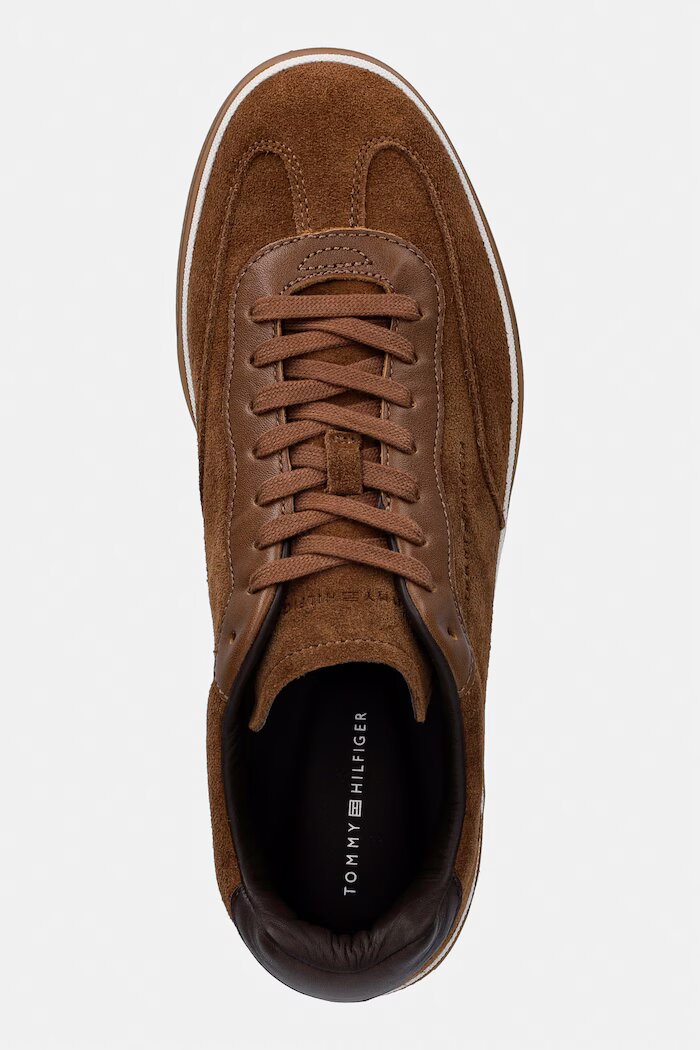 Tommy Hilfiger TH LO LUX SUEDE LEATHER MIX маратонки мъжки от велур кафяви FM0FM05882