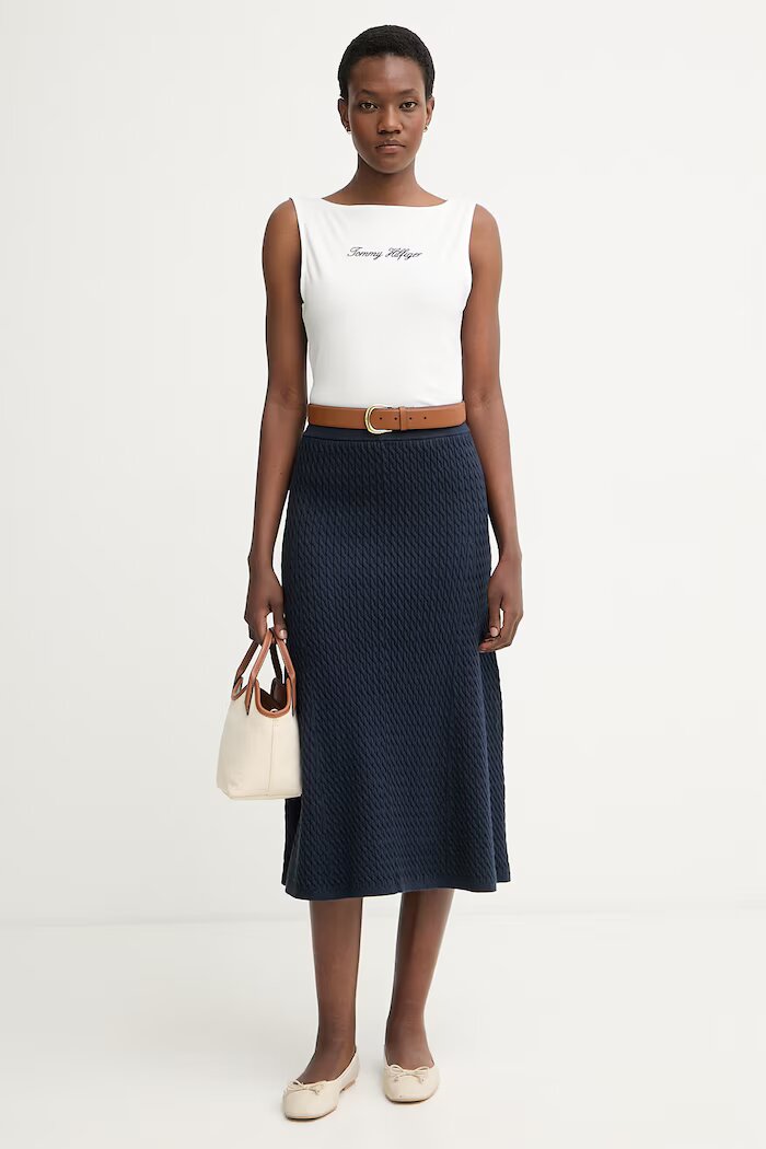 Tommy Hilfiger топ дамски от памук с еластан бял WW0WW50947