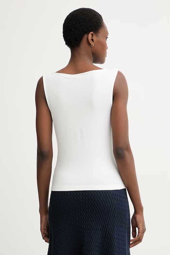 Tommy Hilfiger топ дамски от памук с еластан бял WW0WW50947