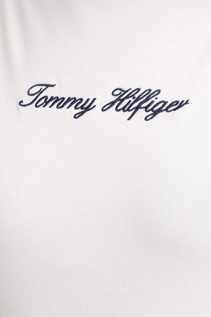 Tommy Hilfiger топ дамски от памук с еластан бял WW0WW50947