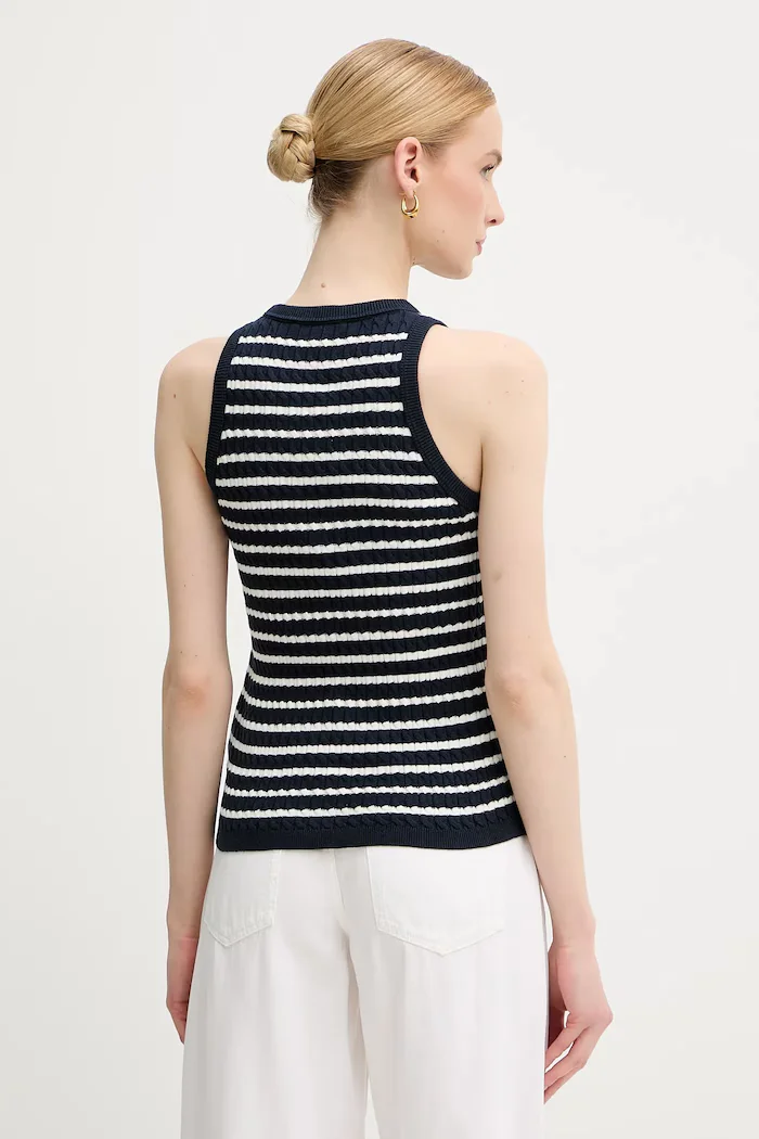 Tommy Hilfiger топ дамски от памук тъмносин WW0WW45706