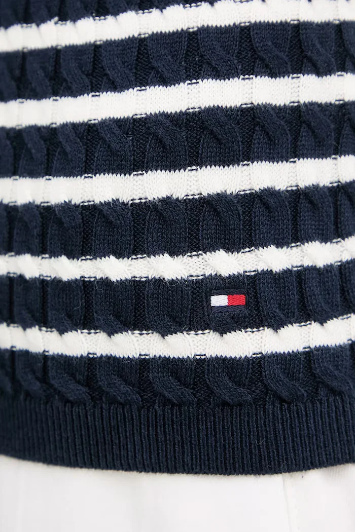 Tommy Hilfiger топ дамски от памук тъмносин WW0WW45706