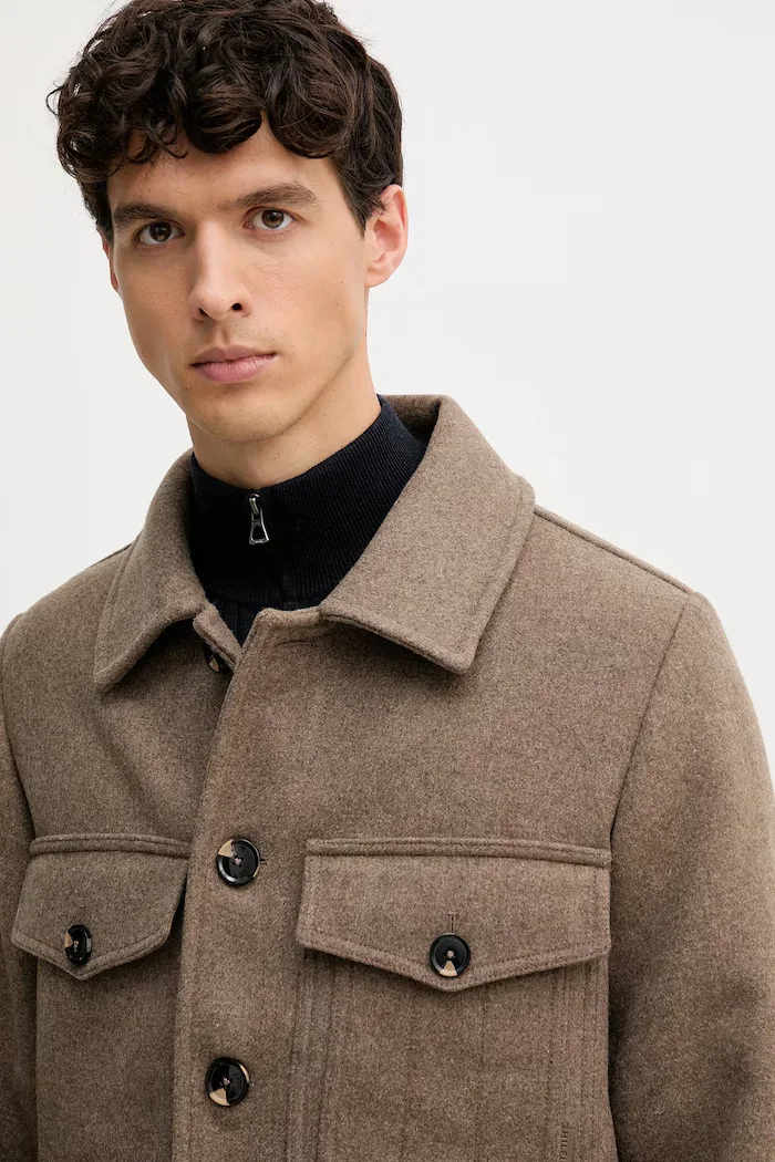 Tommy Hilfiger Въленена риза-яке в кафяво преходен модел MW0MW40624