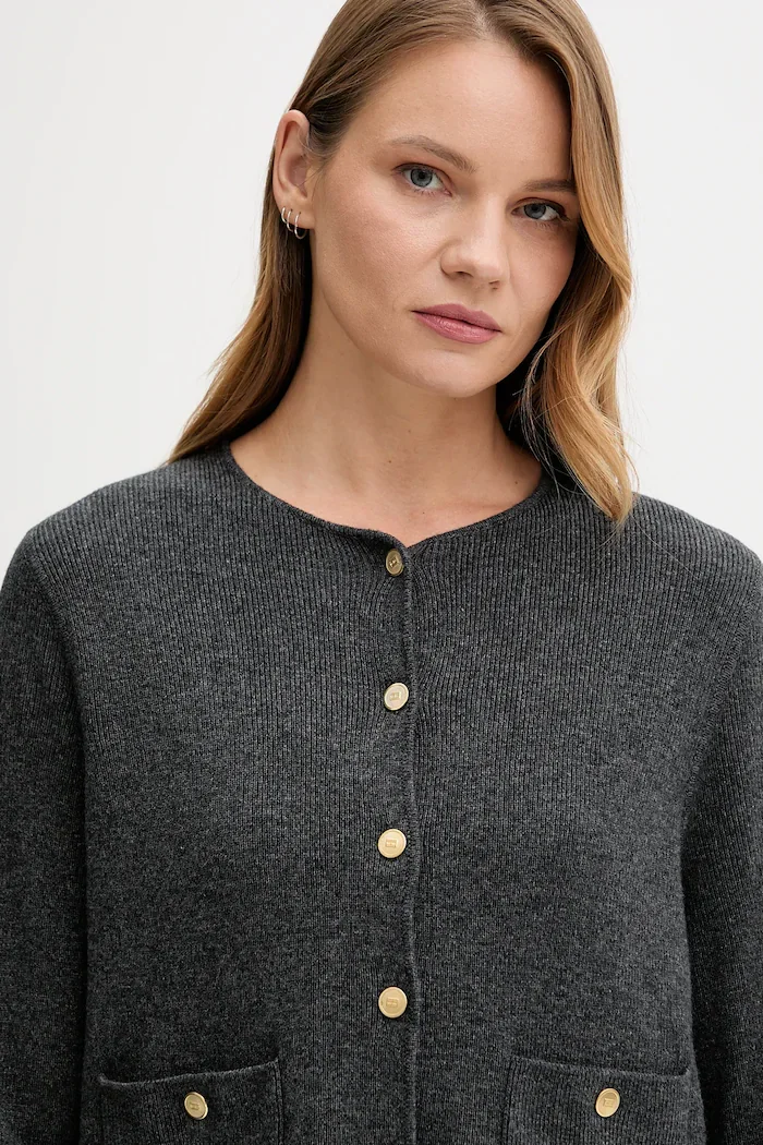 Tommy Hilfiger Вълнена жилетка дамска в сиво от лека материя WW0WW46441