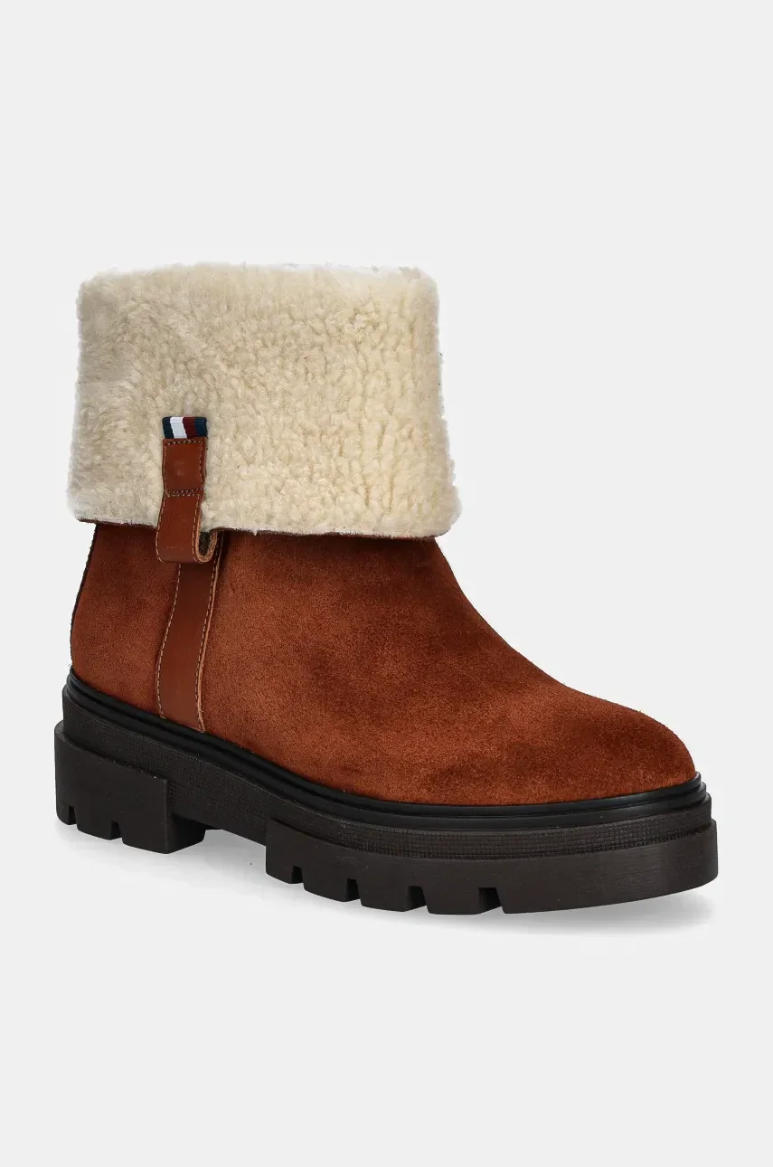 Tommy Hilfiger Велурени боти FAUX FUR SUEDE ROLL-DOWN BOOT