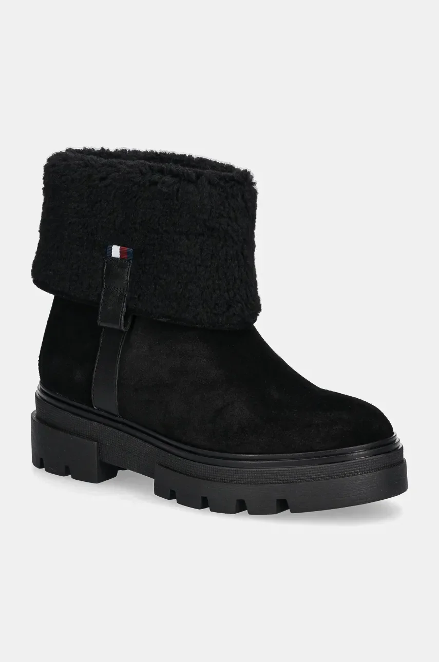 Tommy Hilfiger Велурени боти FAUX FUR SUEDE ROLL-DOWN BOOT