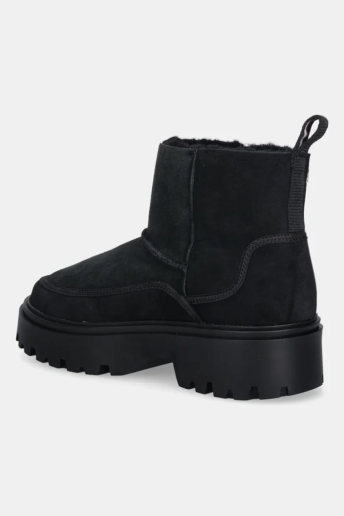 Tommy Hilfiger Велурени боти REAL SHEARLING PULLON в черно с равна подметка с изолация FW0FW08997