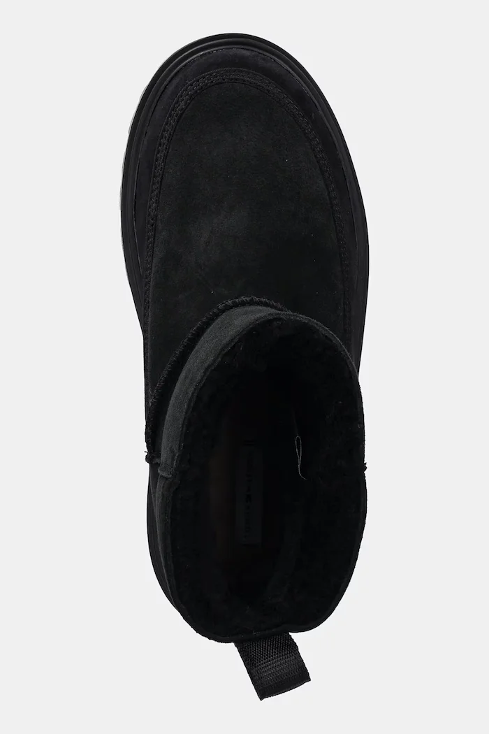 Tommy Hilfiger Велурени боти REAL SHEARLING PULLON в черно с равна подметка с изолация FW0FW08997