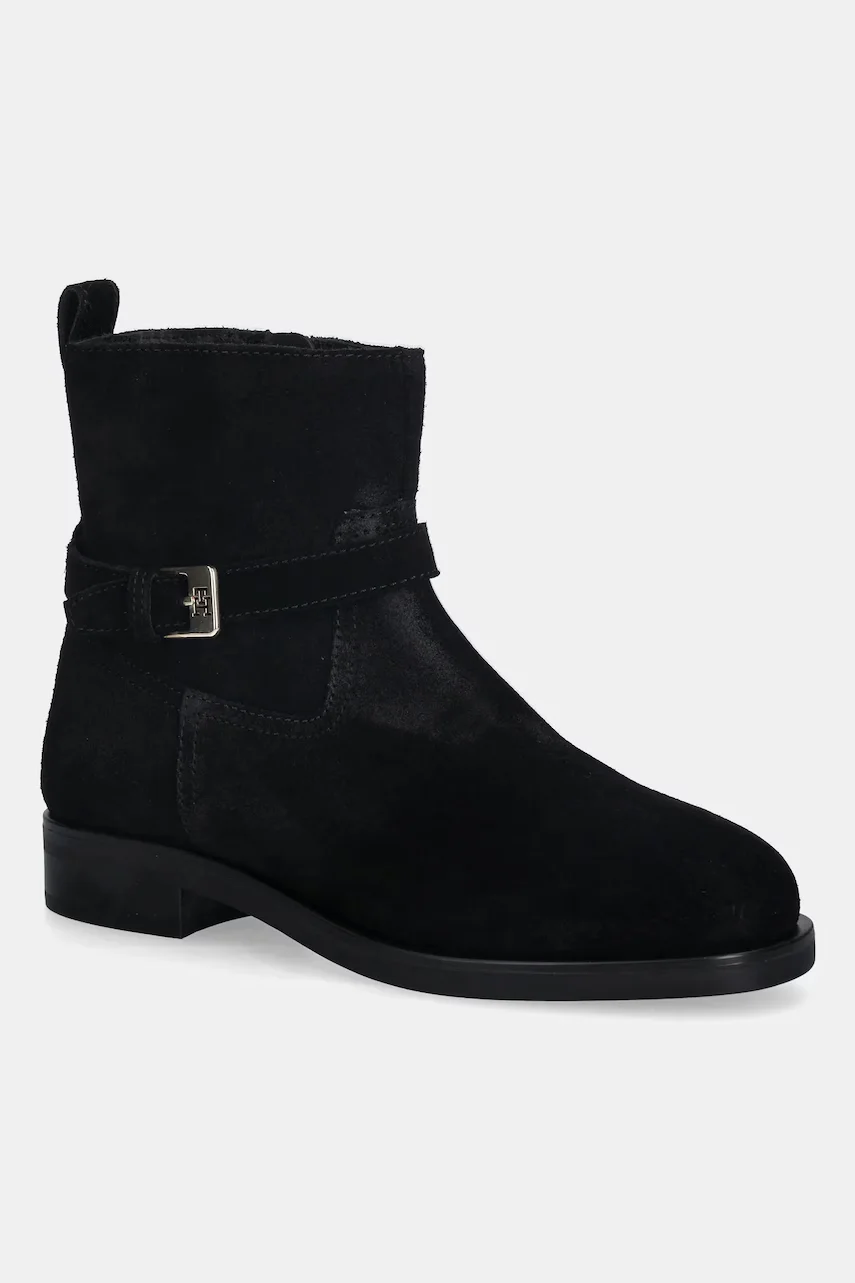 Tommy Hilfiger Велурени боти TH BUCKLE RIDING SUEDE BOOTIE