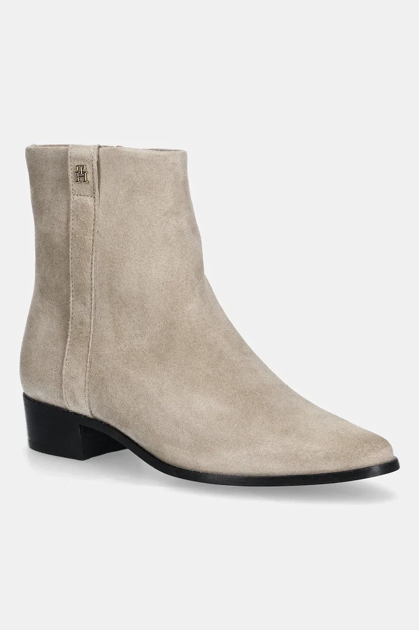Tommy Hilfiger Велурени боти TH SUEDE POINTY ZIP BOOTIE