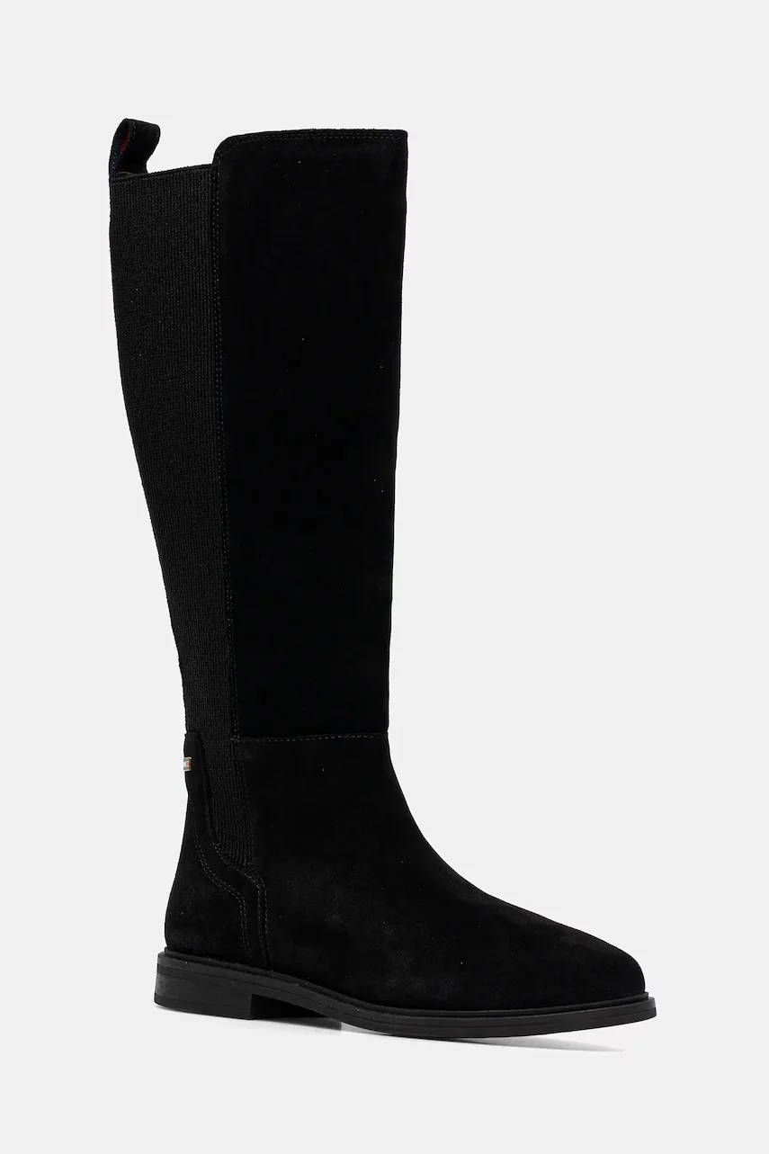 Tommy Hilfiger Велурени ботуши FLAG SUEDE LONG BOOT