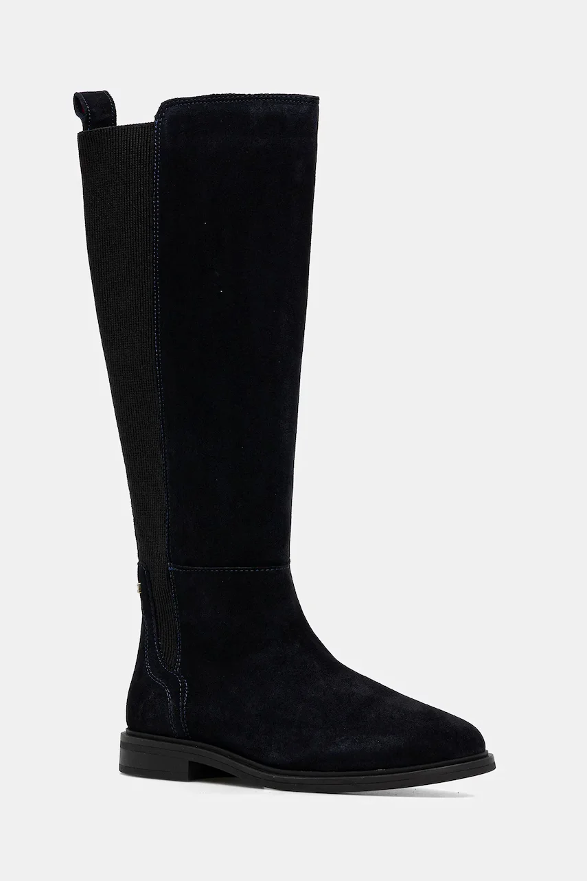 Tommy Hilfiger Велурени ботуши FLAG SUEDE LONG BOOT