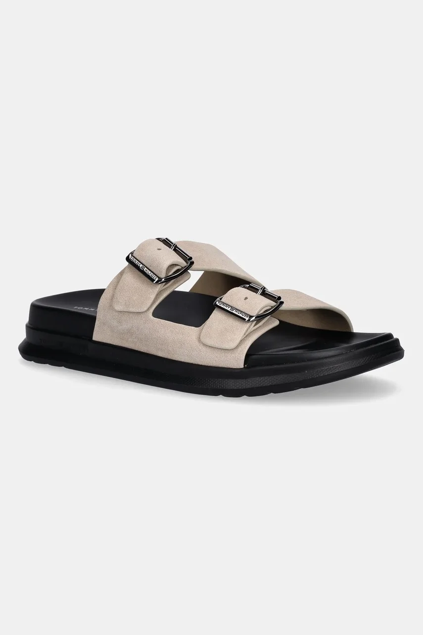 Tommy Hilfiger Велурени чехли D DENSITY HILFIGER SDE SAND