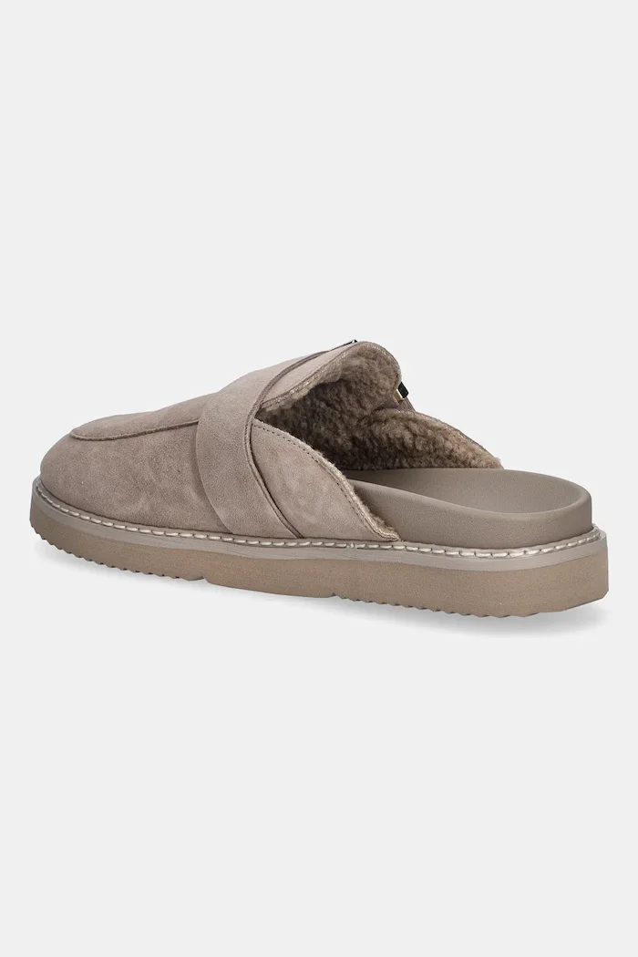 Tommy Hilfiger Велурени чехли TH BUCKLE FUR SUEDE MULE в бежово FW0FW09083