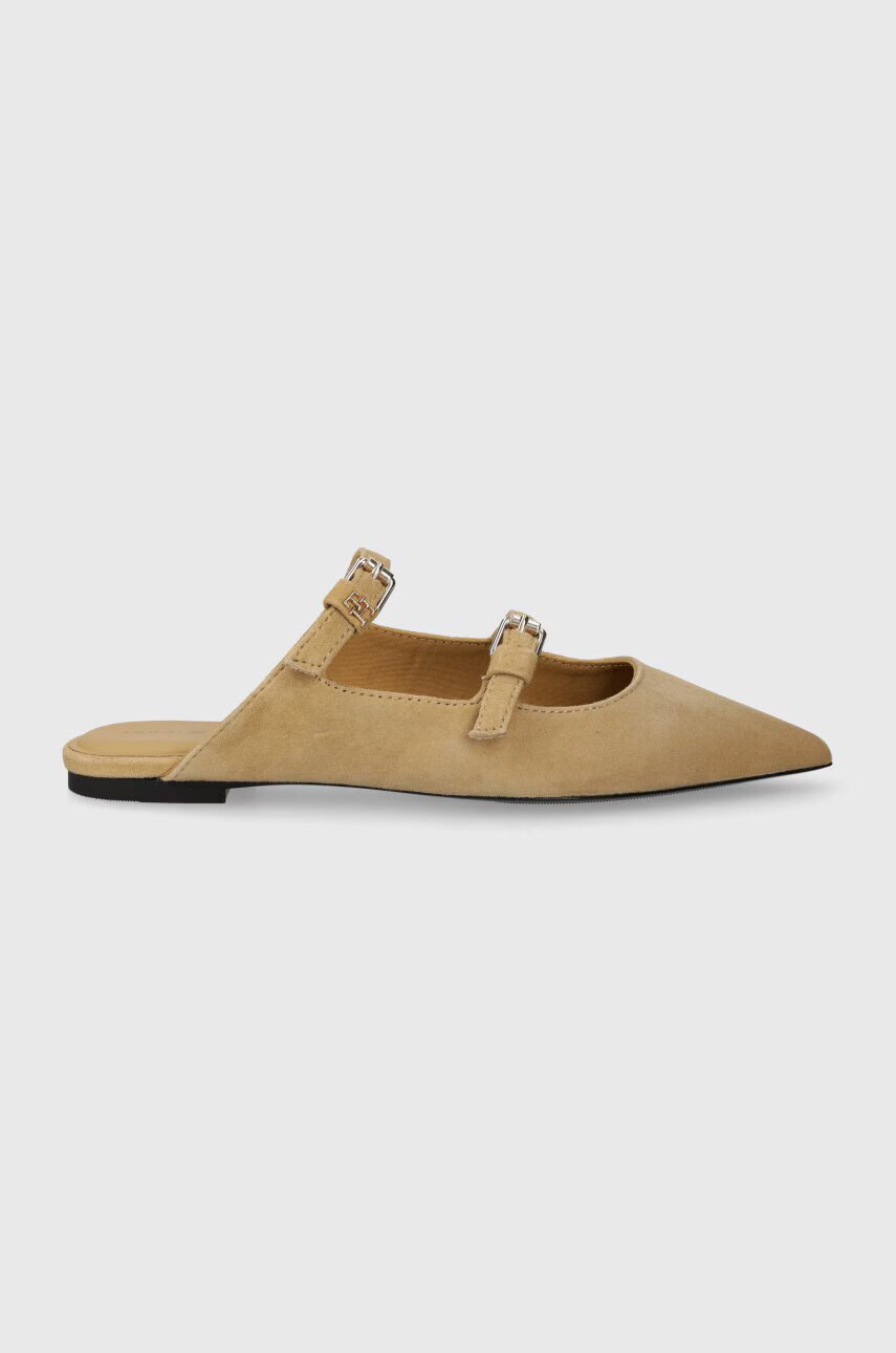 Tommy Hilfiger Велурени чехли TH POINTE SUEDE MULE