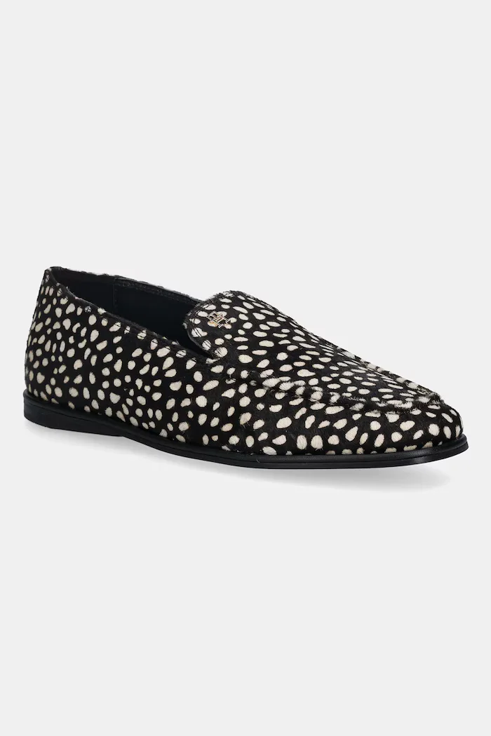 Tommy Hilfiger Велурени мокасини TH PONEY HAIR LOAFER в черно с равна подметка FW0FW09169