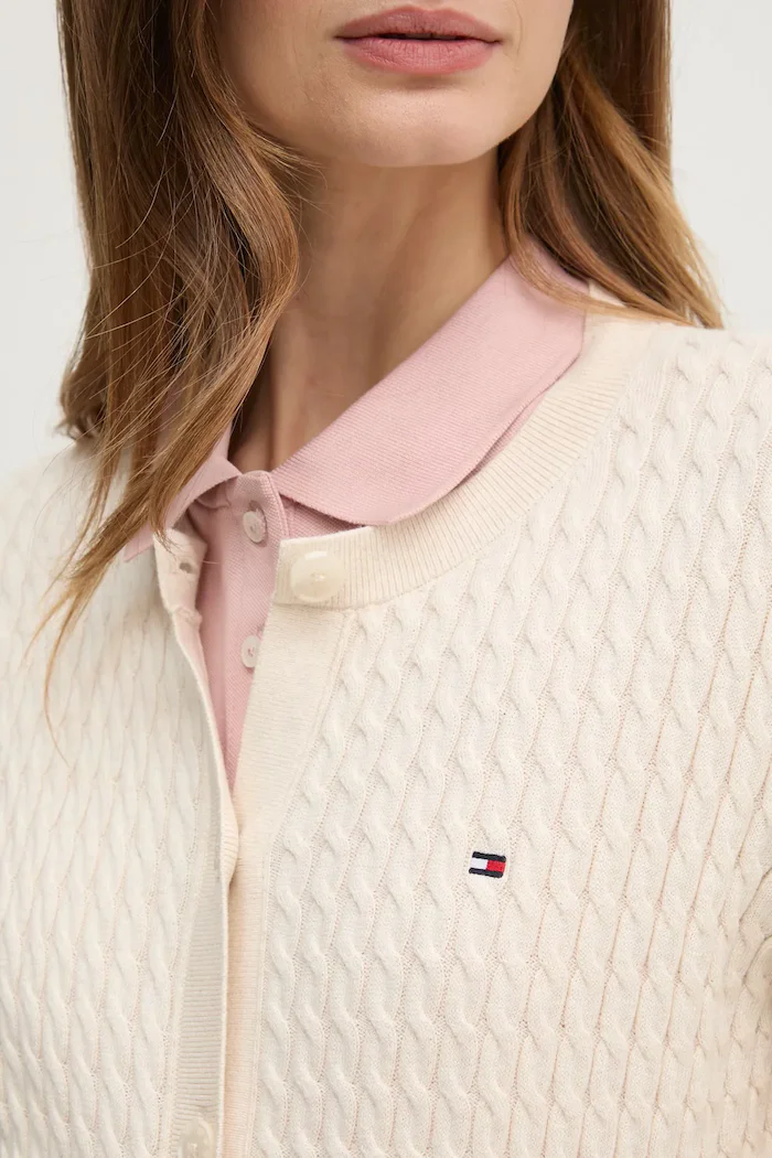 Tommy Hilfiger жилетка дамска от памук бежова WW0WW43329