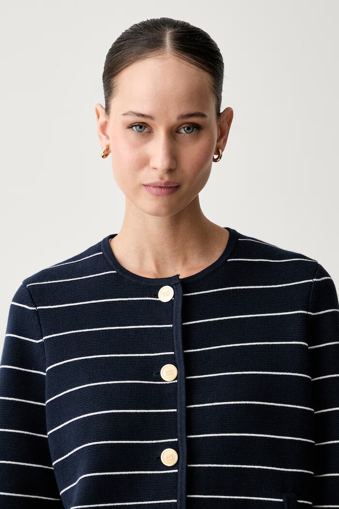 Tommy Hilfiger жилетка дамска от памук тъмносиня WW0WW50088