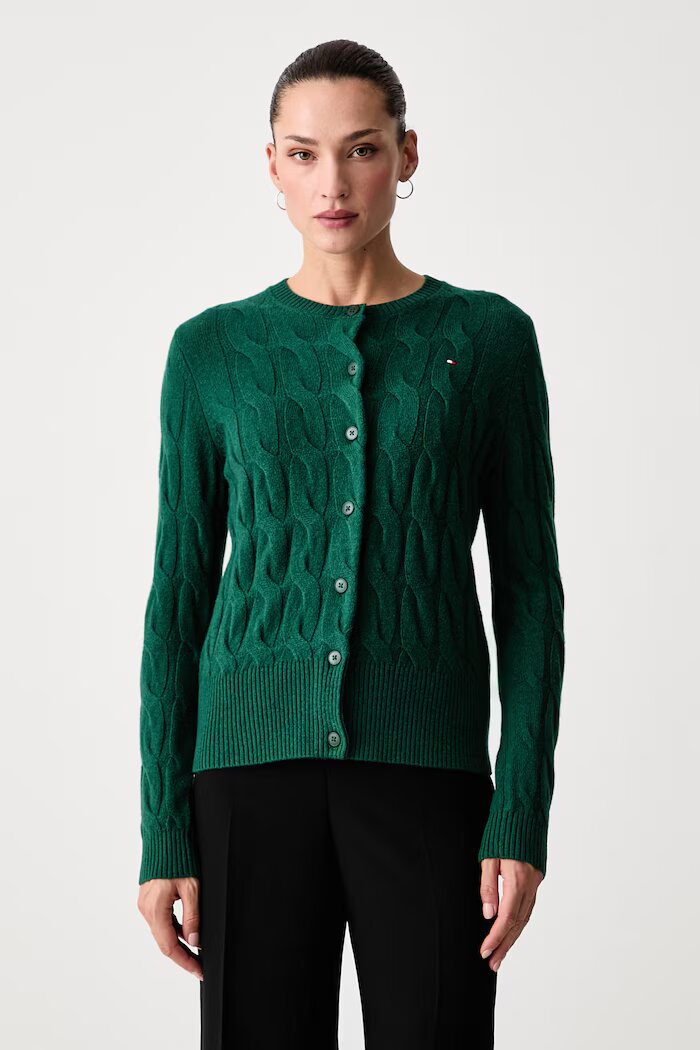 Tommy Hilfiger жилетка дамска от вълна зелена WW0WW52191