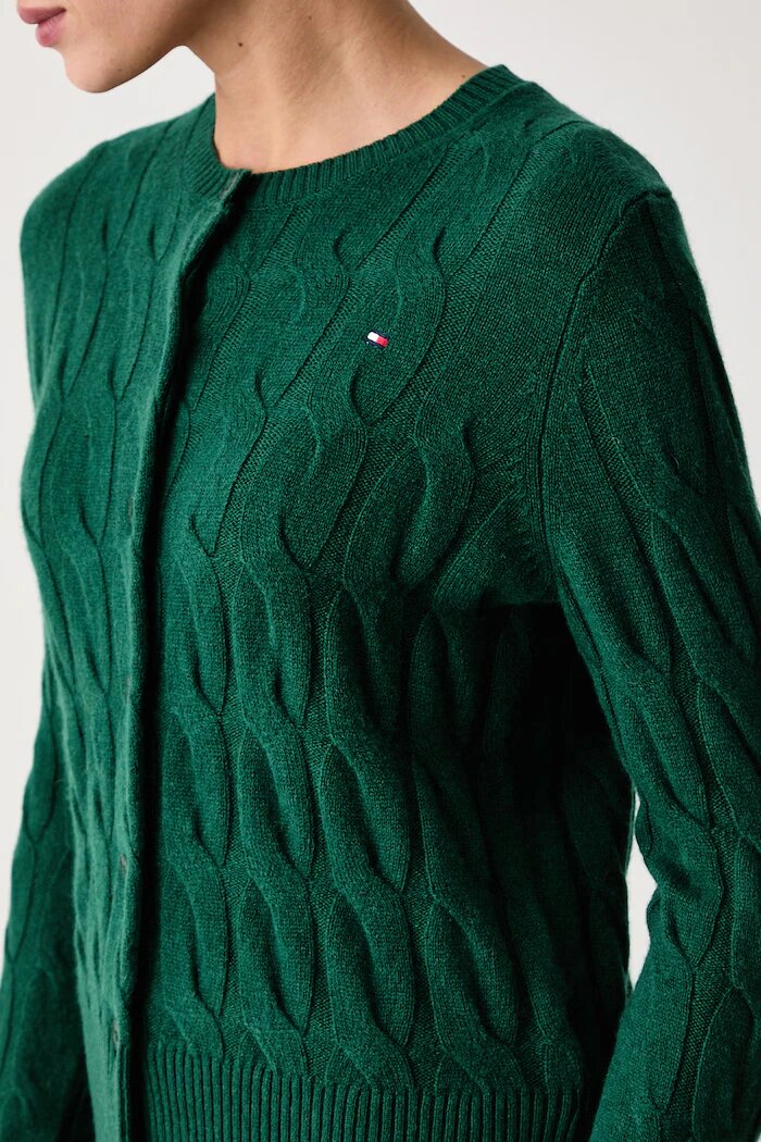 Tommy Hilfiger жилетка дамска от вълна зелена WW0WW52191