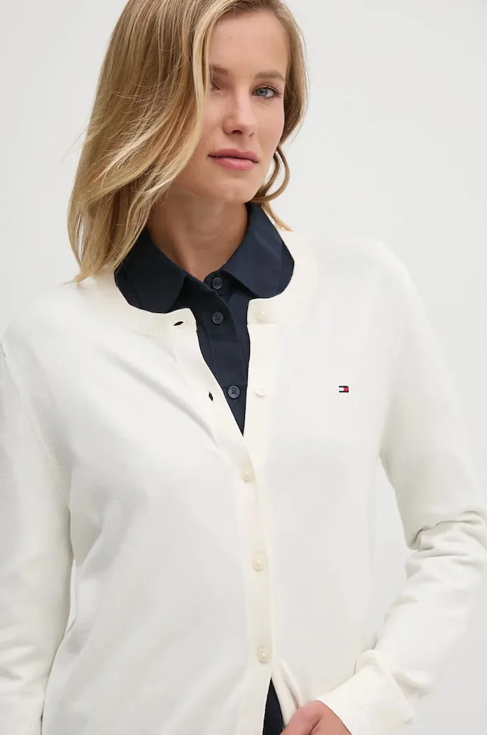Tommy Hilfiger жилетка дамска с памук бежова WW0WW42370