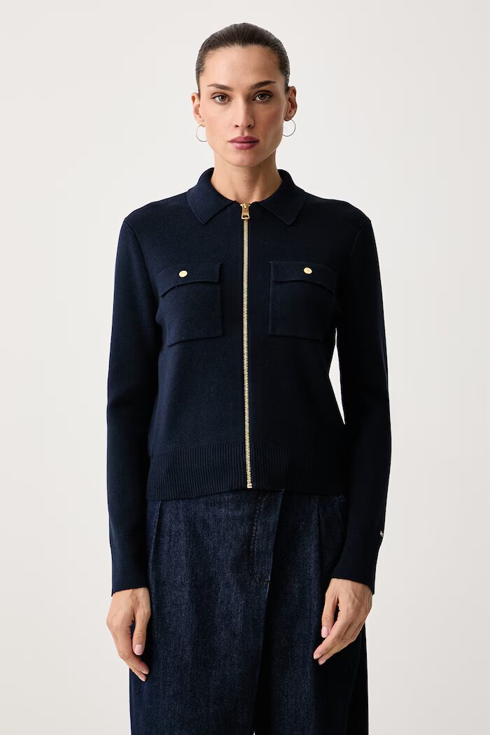 Tommy Hilfiger жилетка дамска с памук тъмносиня WW0WW51415