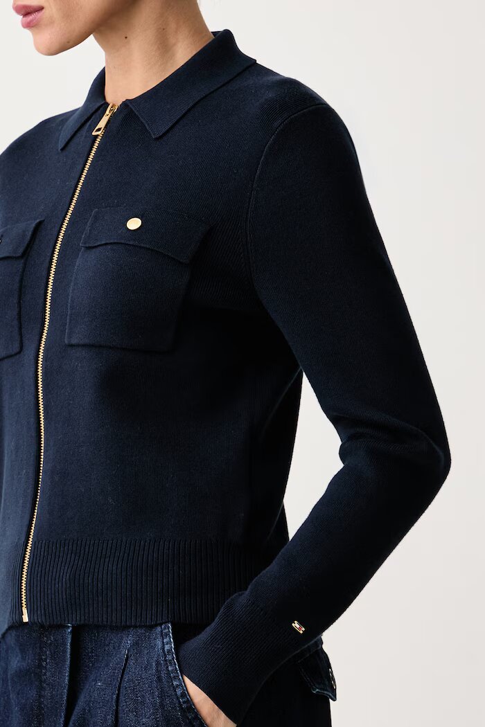 Tommy Hilfiger жилетка дамска с памук тъмносиня WW0WW51415