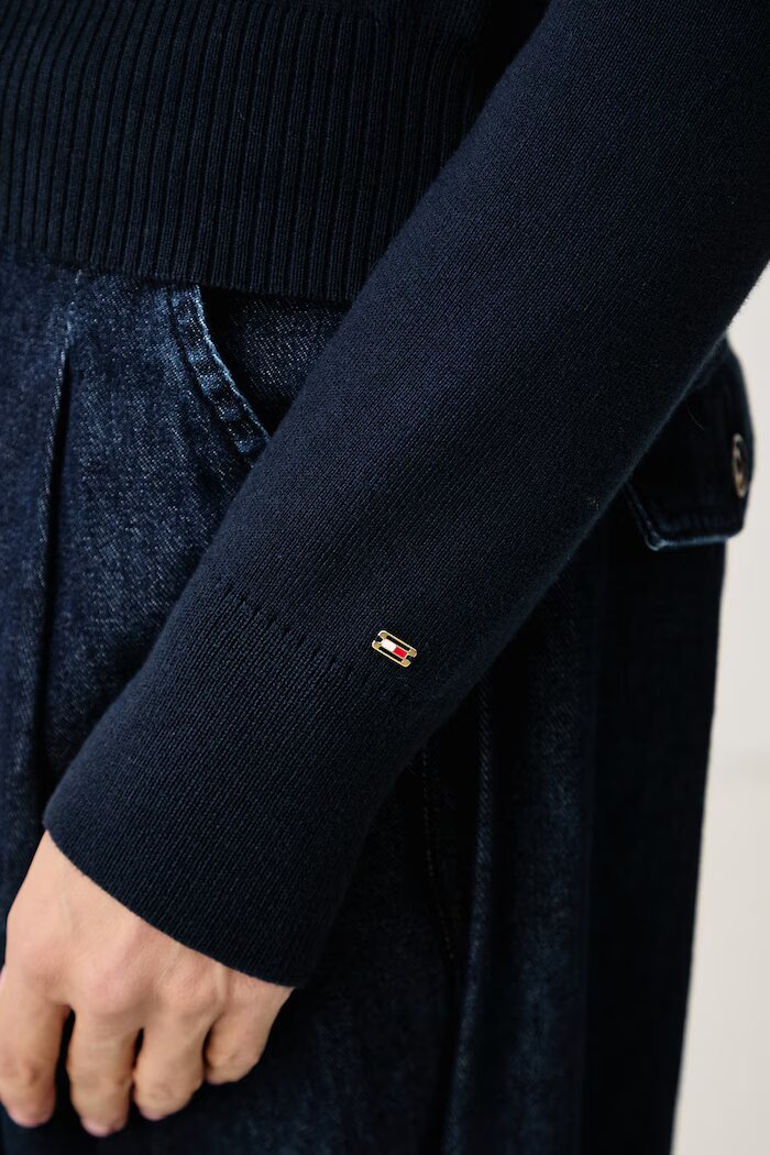 Tommy Hilfiger жилетка дамска с памук тъмносиня WW0WW51415
