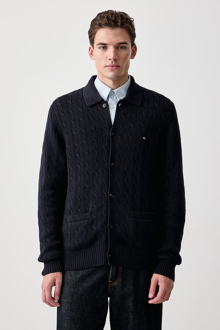 Tommy Hilfiger жилетка мъжка от памук тъмносиня MW0MW44756